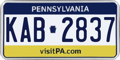 PA license plate KAB2837