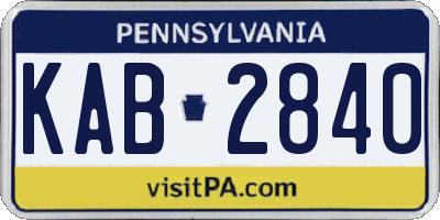 PA license plate KAB2840