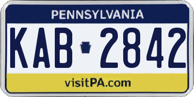 PA license plate KAB2842