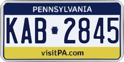 PA license plate KAB2845