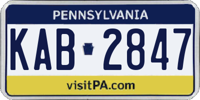 PA license plate KAB2847