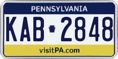 PA license plate KAB2848
