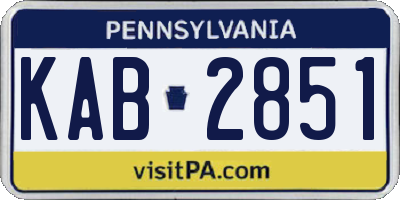 PA license plate KAB2851