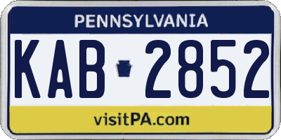PA license plate KAB2852