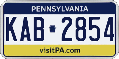 PA license plate KAB2854