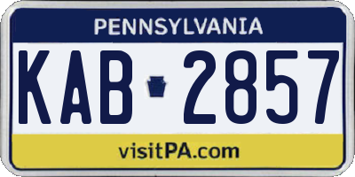 PA license plate KAB2857