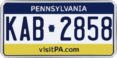 PA license plate KAB2858