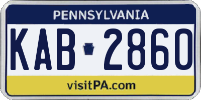 PA license plate KAB2860