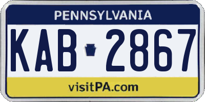 PA license plate KAB2867