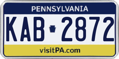 PA license plate KAB2872