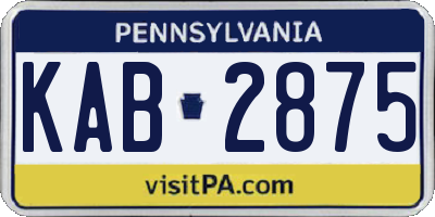 PA license plate KAB2875