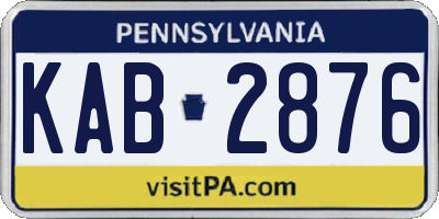 PA license plate KAB2876