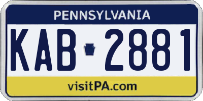 PA license plate KAB2881