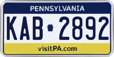 PA license plate KAB2892