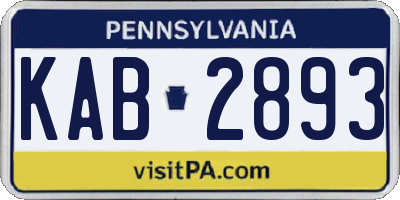 PA license plate KAB2893