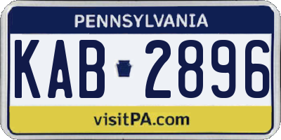 PA license plate KAB2896