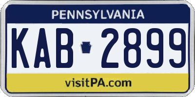 PA license plate KAB2899