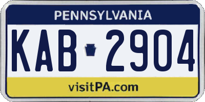 PA license plate KAB2904