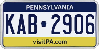 PA license plate KAB2906