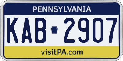 PA license plate KAB2907