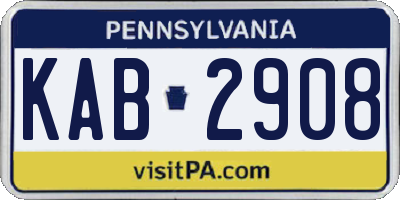 PA license plate KAB2908