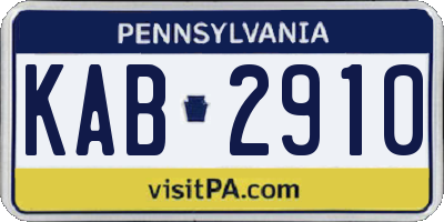PA license plate KAB2910