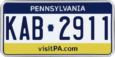 PA license plate KAB2911