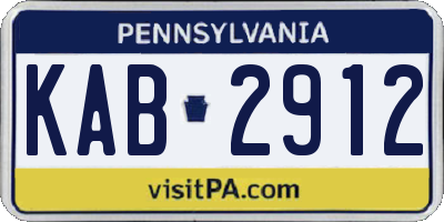 PA license plate KAB2912