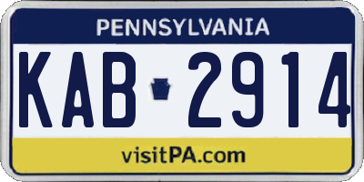 PA license plate KAB2914