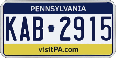 PA license plate KAB2915