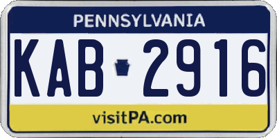 PA license plate KAB2916
