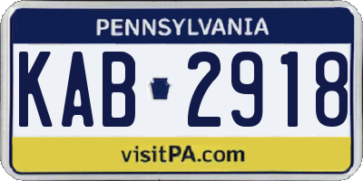 PA license plate KAB2918