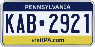 PA license plate KAB2921