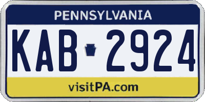 PA license plate KAB2924