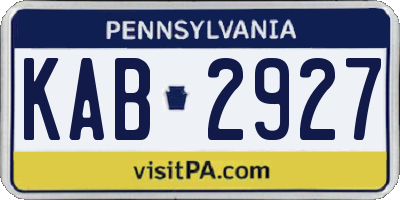 PA license plate KAB2927