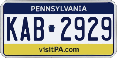PA license plate KAB2929