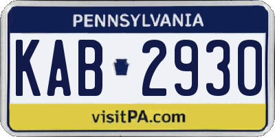 PA license plate KAB2930
