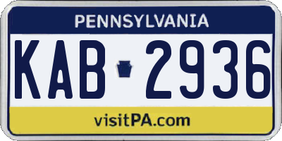 PA license plate KAB2936