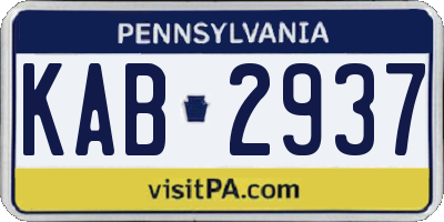 PA license plate KAB2937
