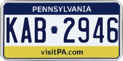 PA license plate KAB2946