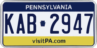 PA license plate KAB2947