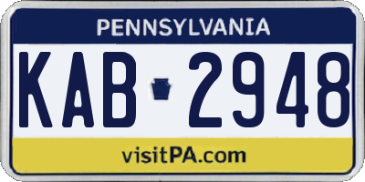 PA license plate KAB2948