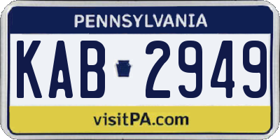 PA license plate KAB2949