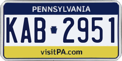 PA license plate KAB2951