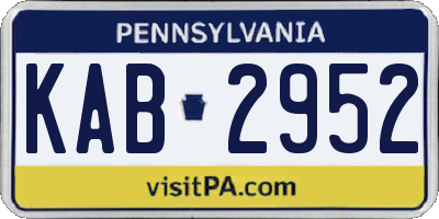 PA license plate KAB2952