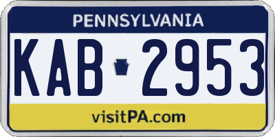 PA license plate KAB2953