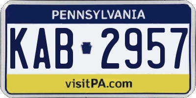 PA license plate KAB2957