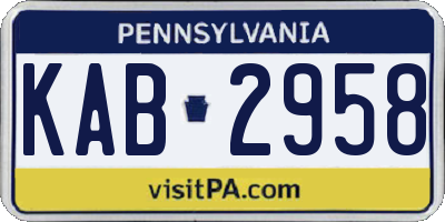 PA license plate KAB2958