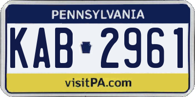 PA license plate KAB2961