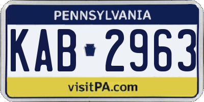 PA license plate KAB2963